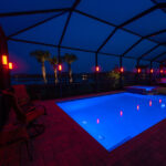 beautiful effects created by Lanai Lights at the pool